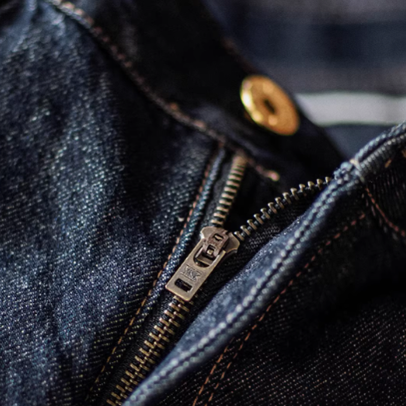 Washed indigo straight denim V0521