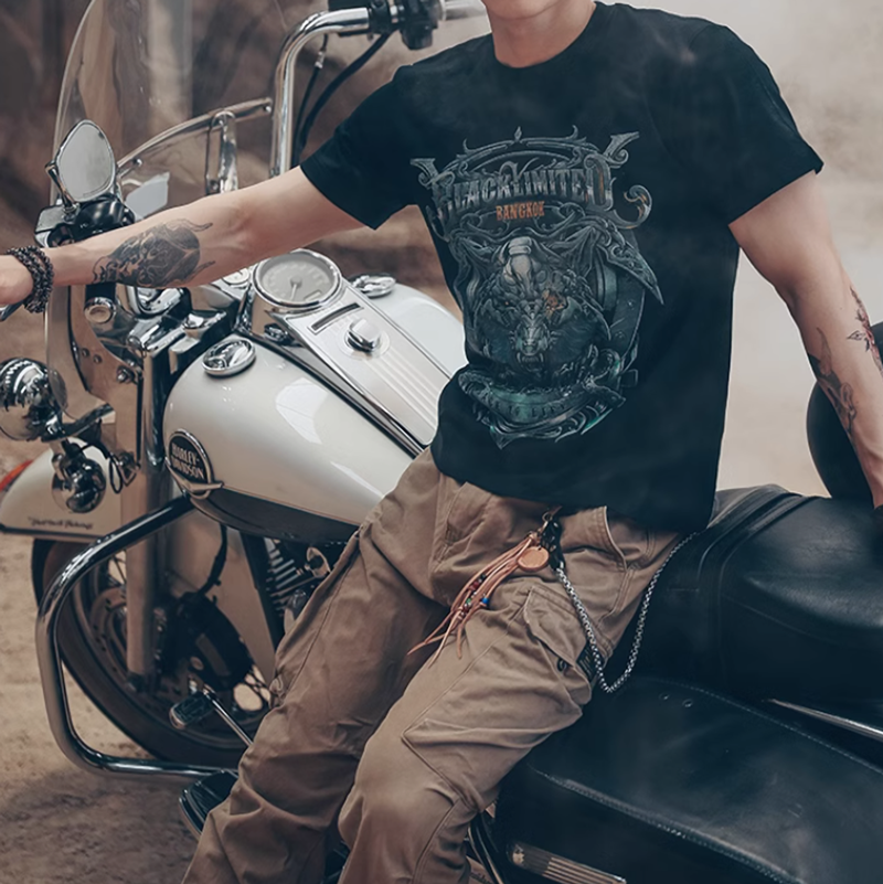 Metal dragon pattern print T-shirt V0040