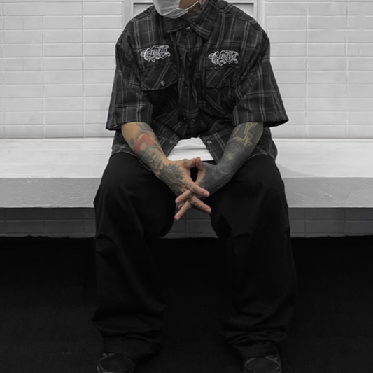 Checkered riding biker shirt V0736