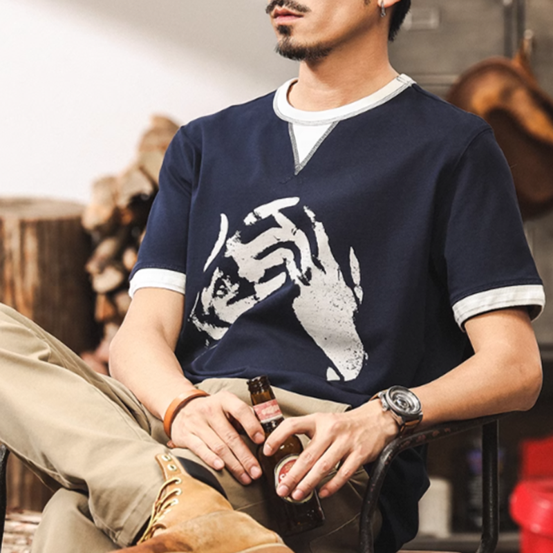American Retro Fake Two-Piece Tee V0574