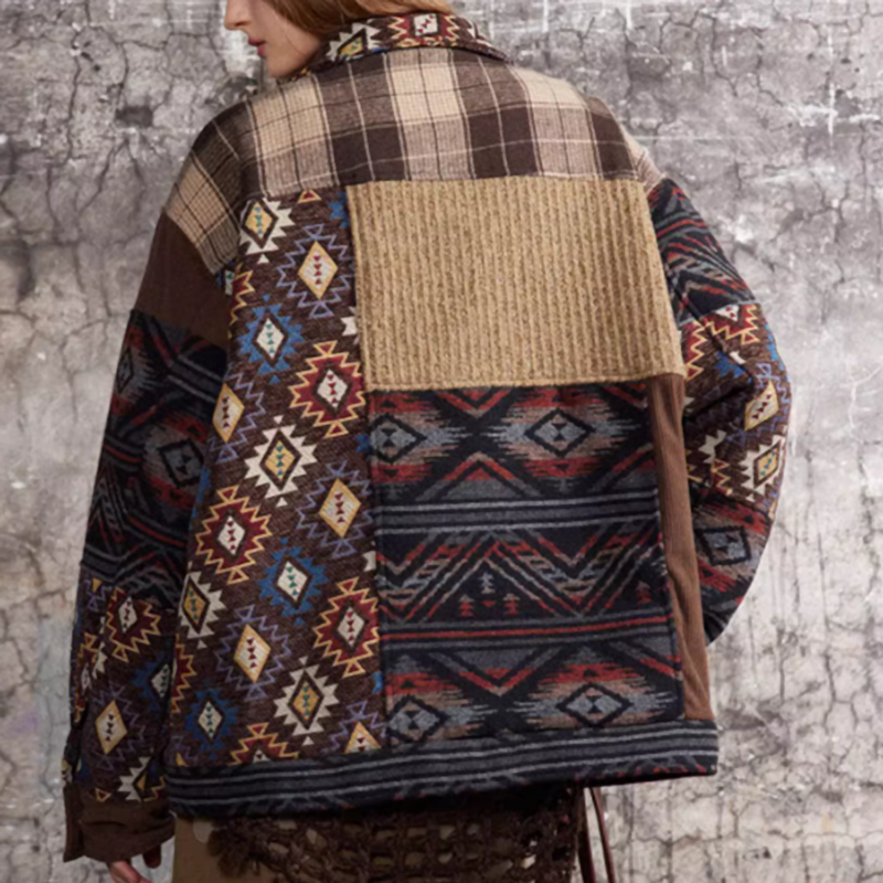 Unisex patchwork jacket V0342