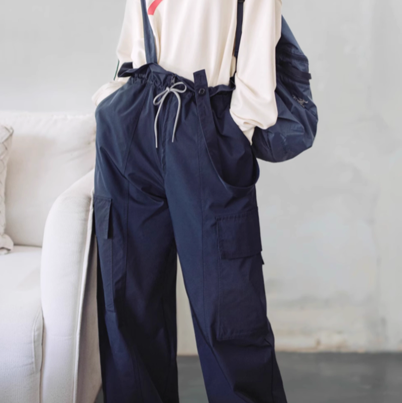 Retro Drawstring Casual Trousers with Pockets V0638