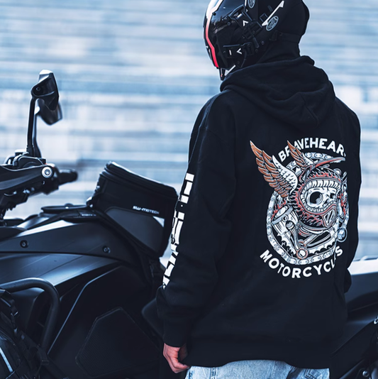 Biker skull print hoodie V0070