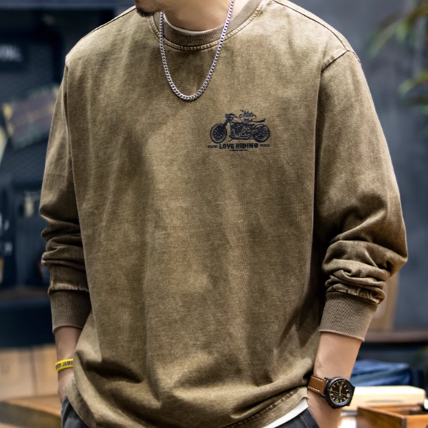 Back Bike Print long sleeve T-shirt V0205