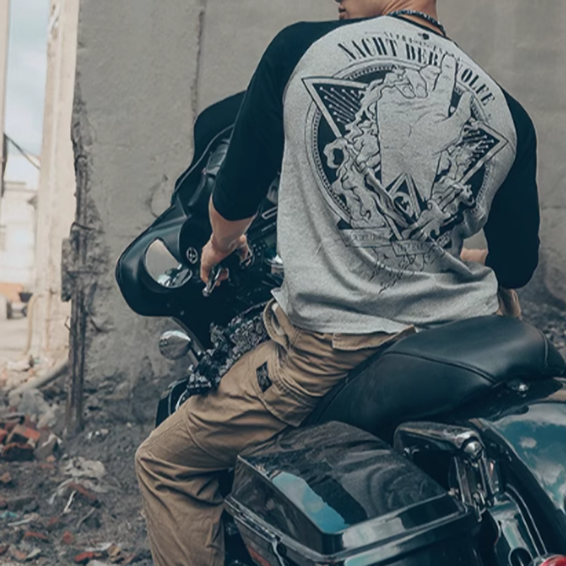 Big back print logo 3/4 sleeve T-shirt V0495