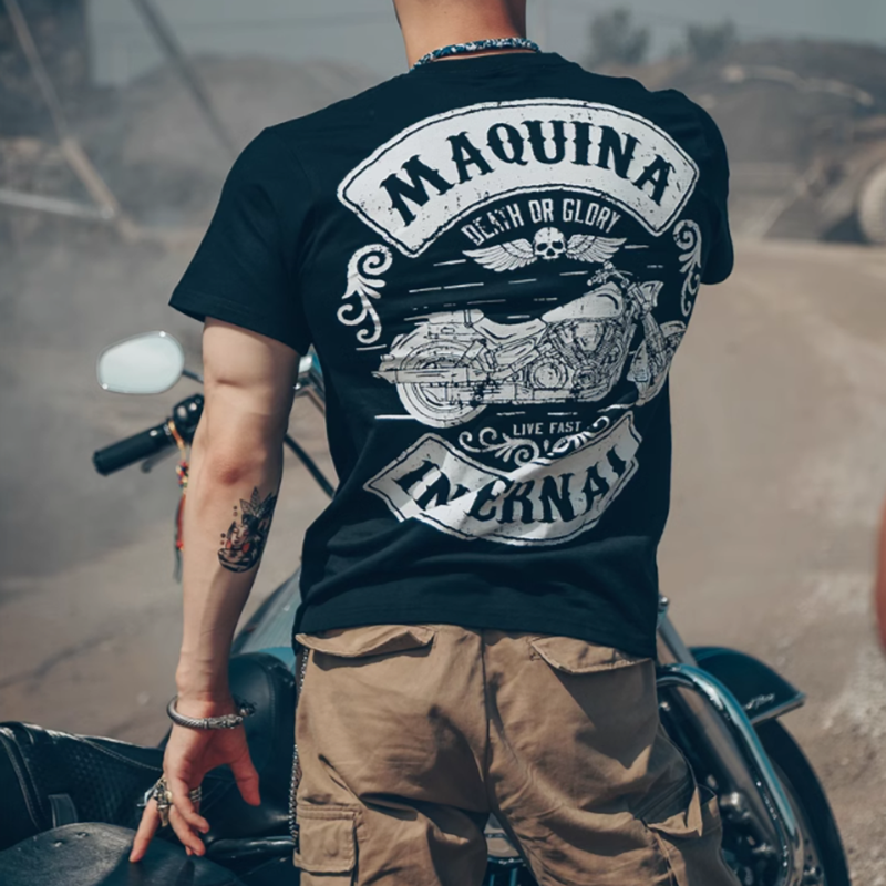 American Bike Print T-Shirt V0001