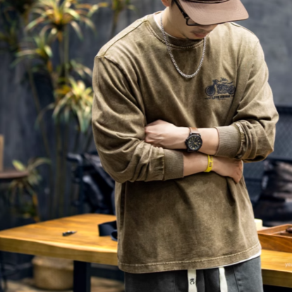 Back Bike Print long sleeve T-shirt V0205