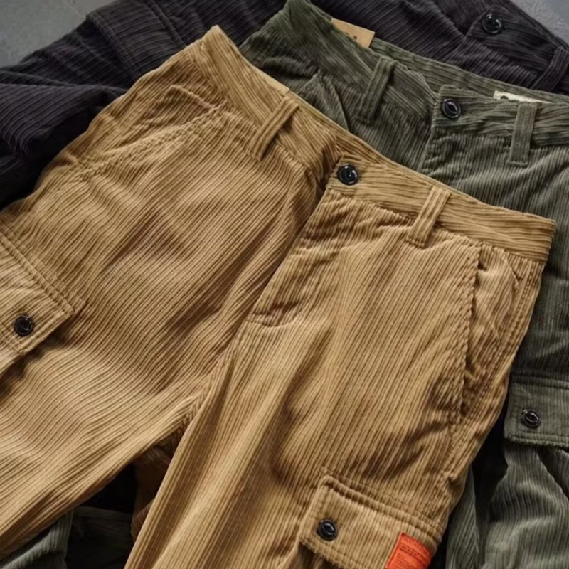 Corduroy Cargo Jogger Pants V0484