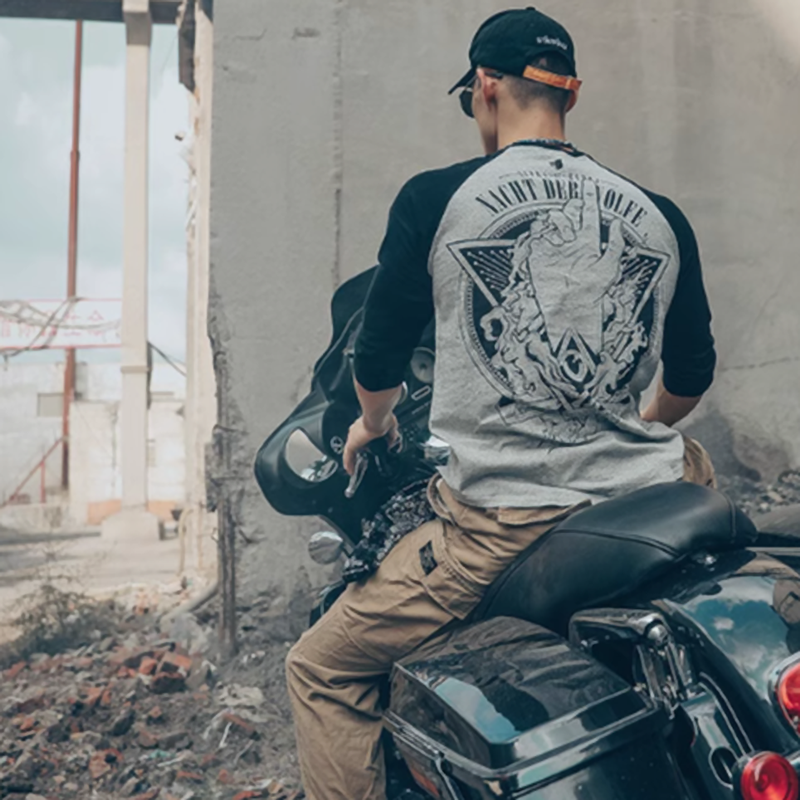 Big back print logo 3/4 sleeve T-shirt V0495