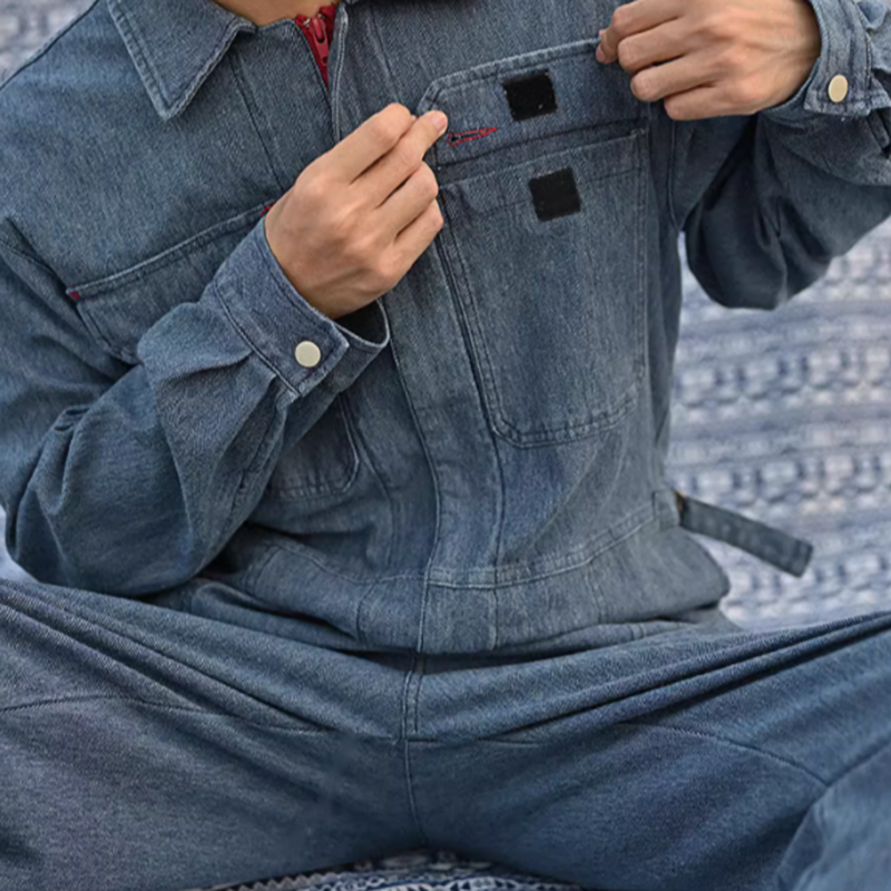 Retro Stretch Denim Jumpsuit V0620