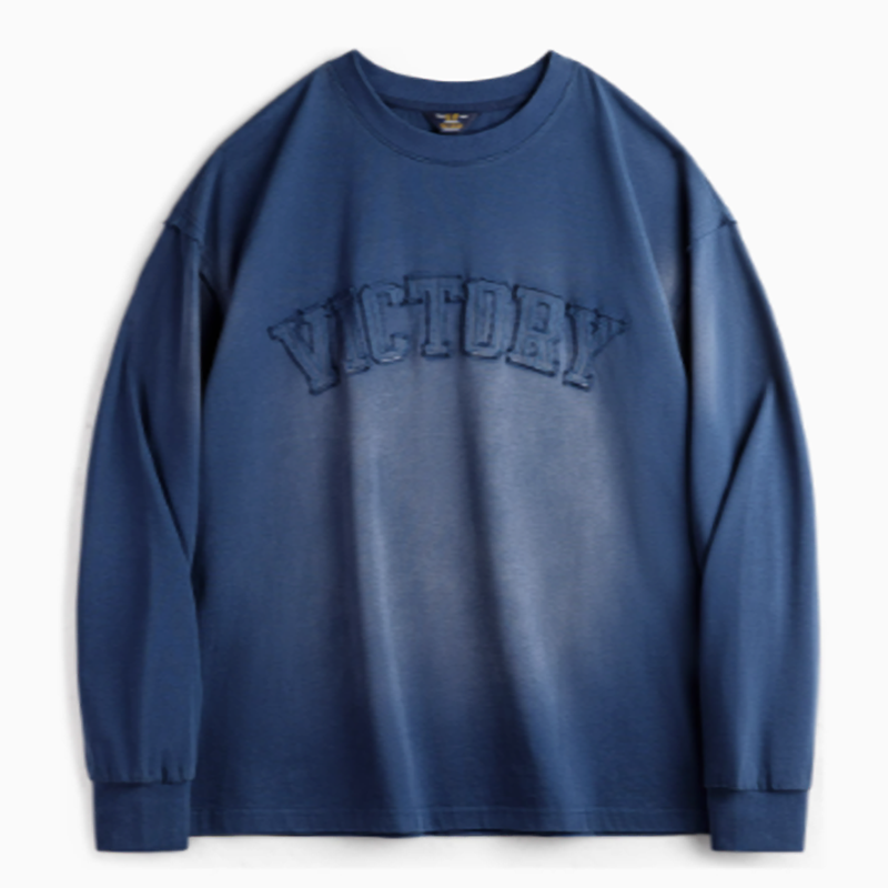 American retro washed long T-shirt V0509