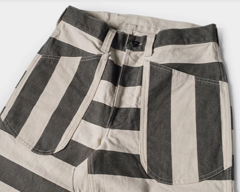 Striped Biker Prisoner Pants V0416