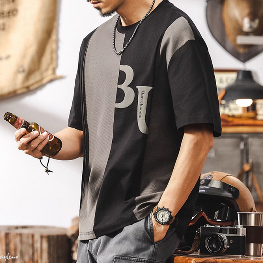 American Retro Bicolor Stitch Tee V0577