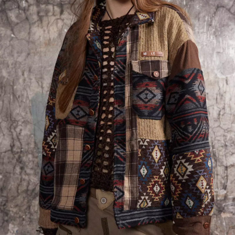 Unisex patchwork jacket V0342