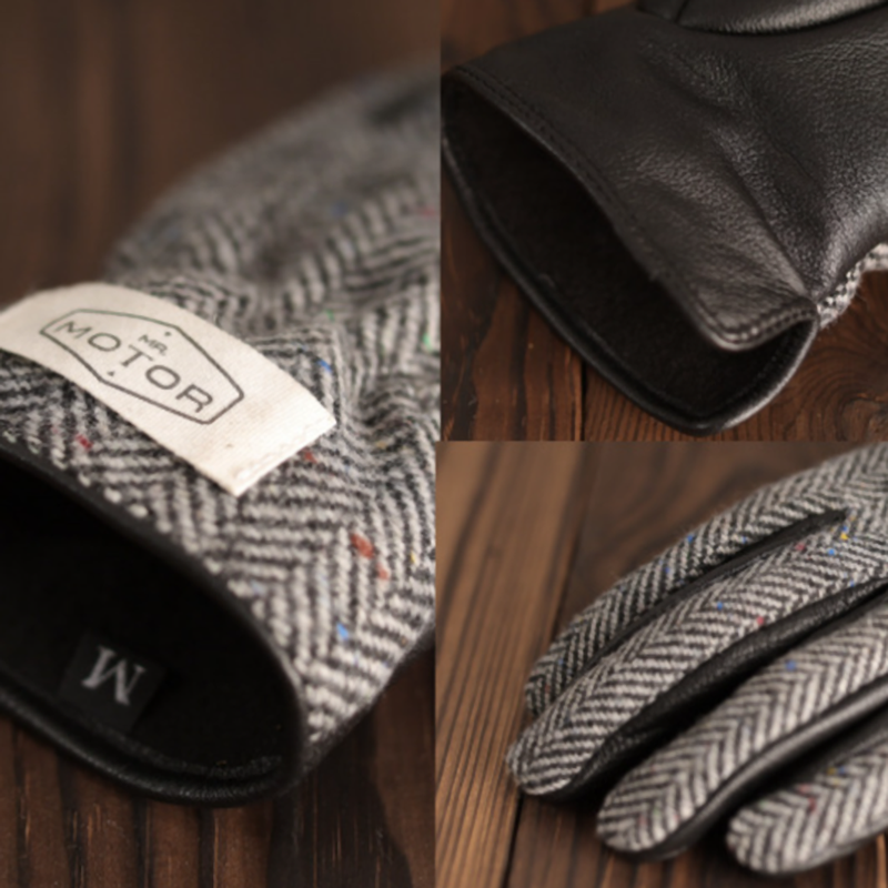 Wool & Leather Touchscreen Biker Gloves V0799