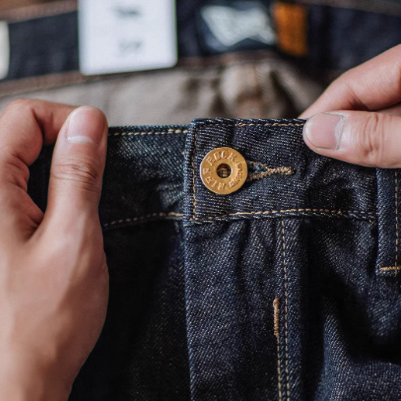 Washed indigo straight denim V0521