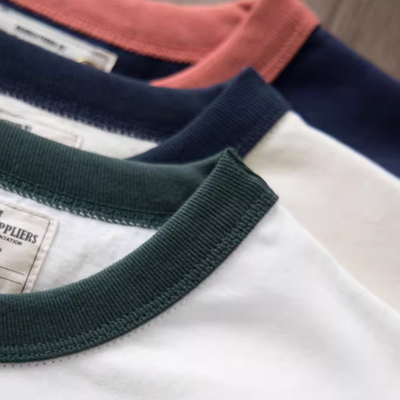 American retro round neck T-shirt V0489
