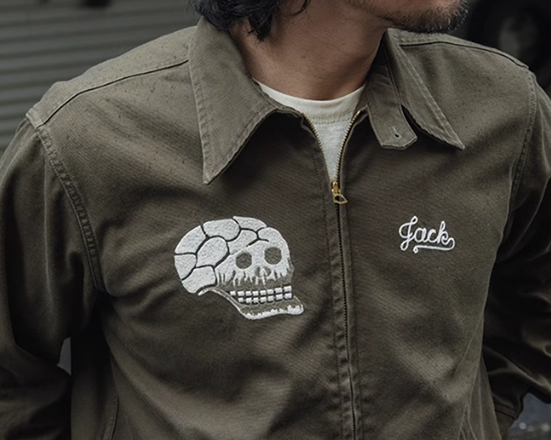 American retro snake skull embroidered jacket V0421