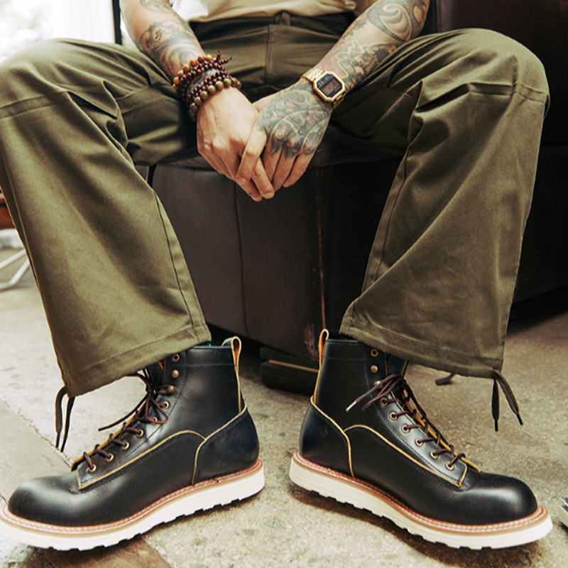 Retro Leather High-Top Boots V0805