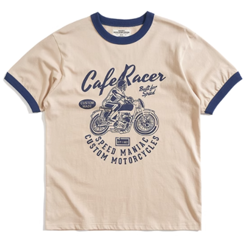 American retro bike logo T-shirt V0501