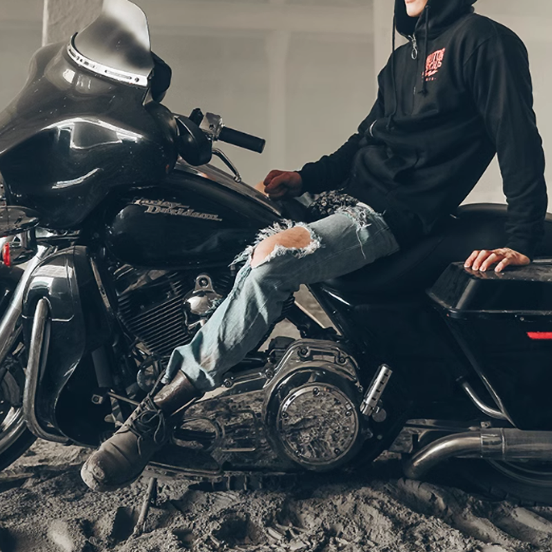 American punk biker zip-up hoodie V0062