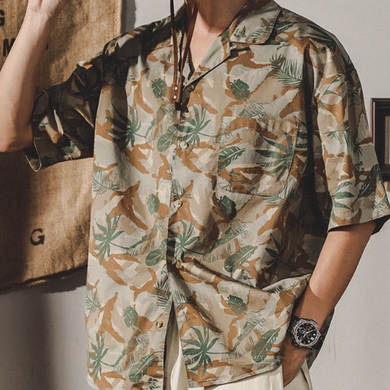 Cuban collar aloha shirt V0047