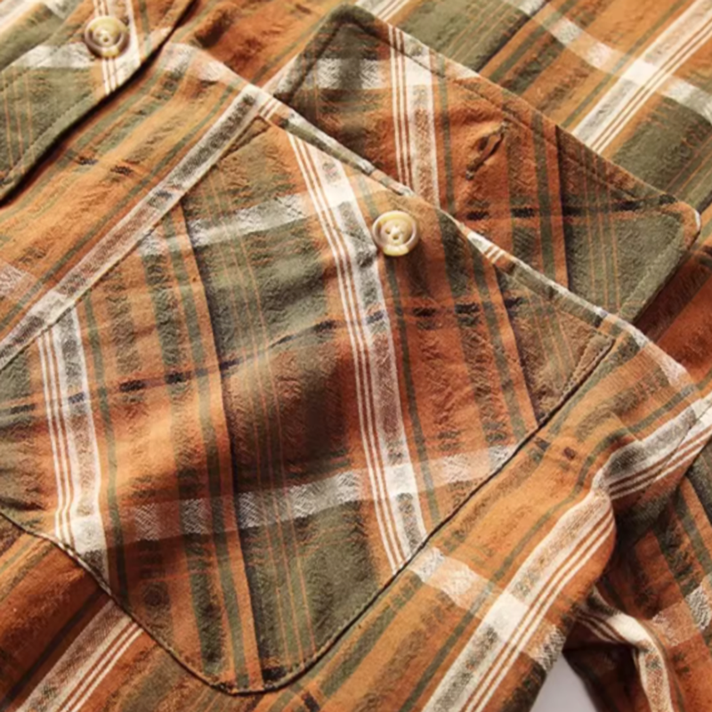 Retro Plaid Beach Shirt V0692
