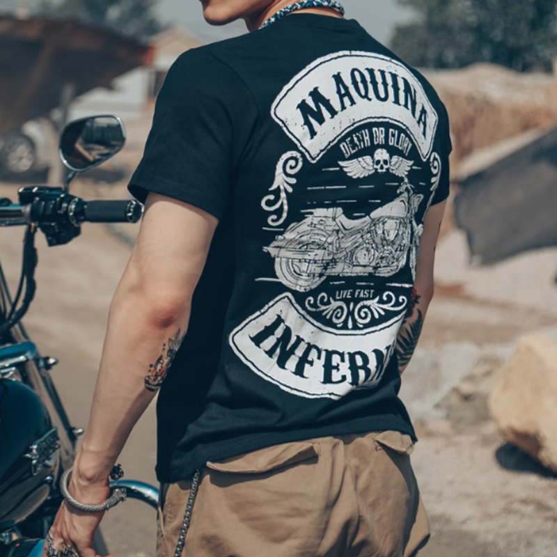 American Bike Print T-Shirt V0001