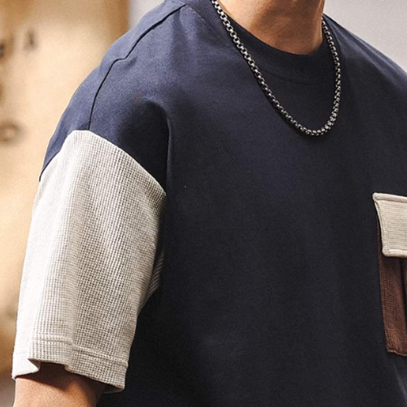 Heavyweight Retro Color Block Tee V0575