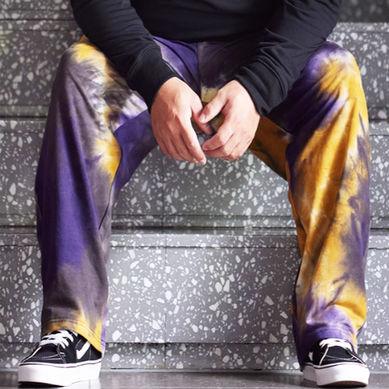 Street tie-dye loose pants V0470