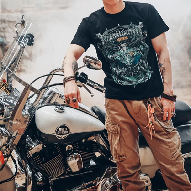 Metal dragon pattern print T-shirt V0040