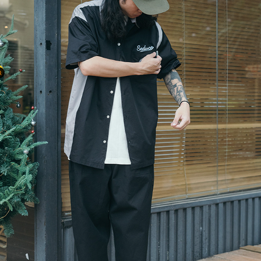 Retro Colorblock Bowling Shirt V0955