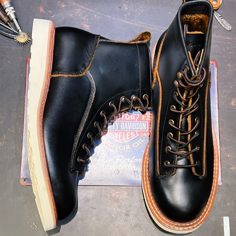 Retro Leather High-Top Boots V0805
