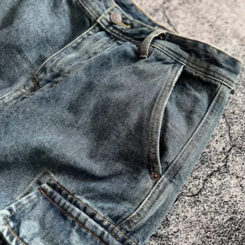 Stonewashed jogger denim pants V0523