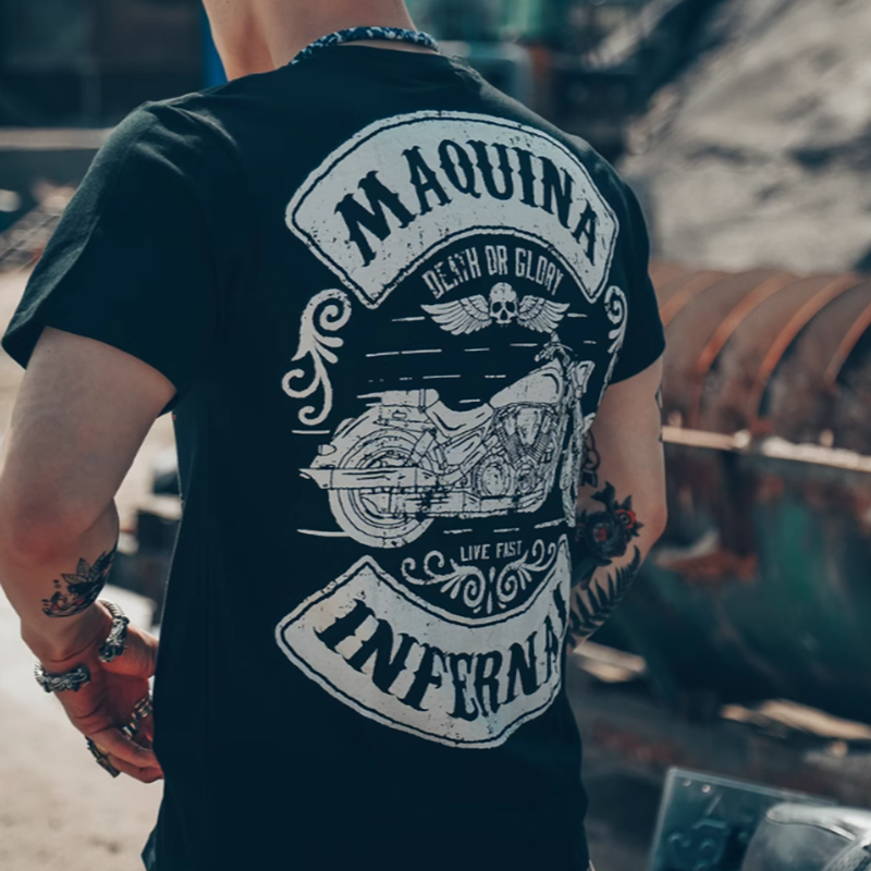 American Bike Print T-Shirt V0001