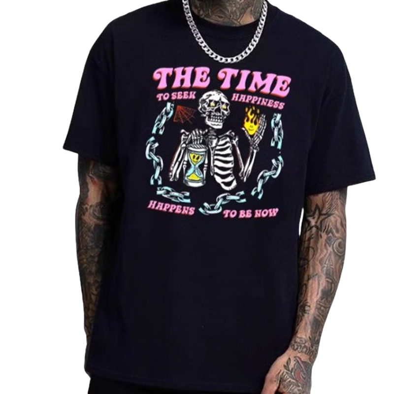 Front skull print T-shirt V0498