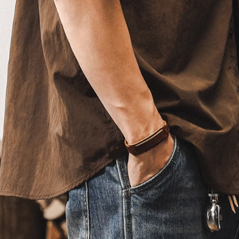 Retro Two-tone Work Shirt V0693