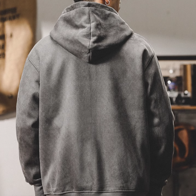 Zip-up sleeve print hoodie V0095
