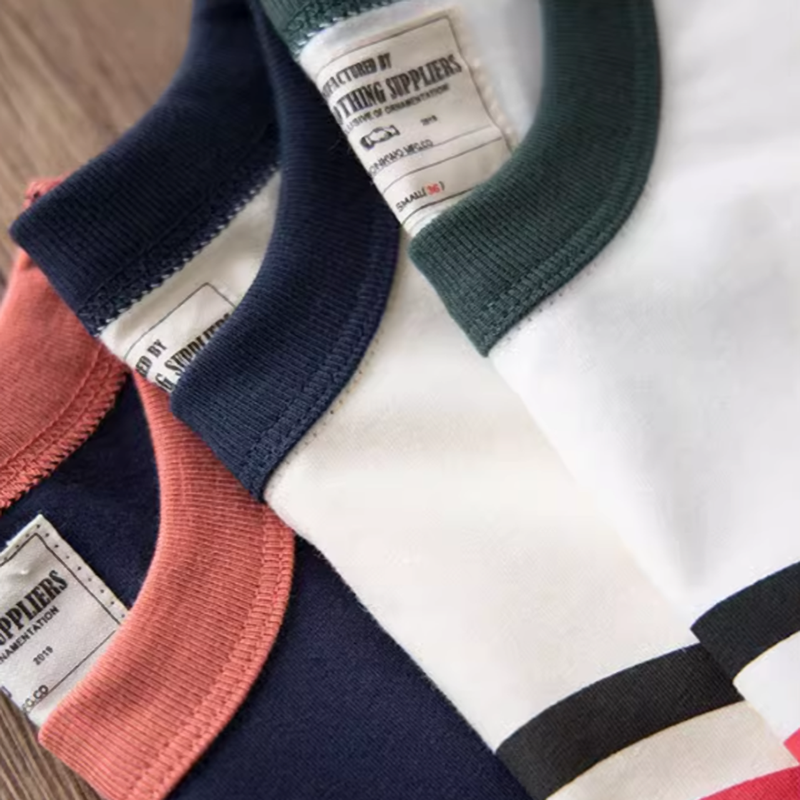 American retro round neck T-shirt V0489