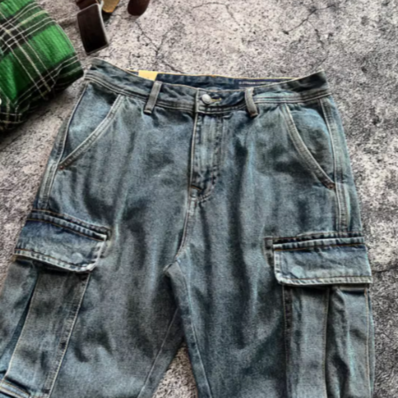 Stonewashed jogger denim pants V0523