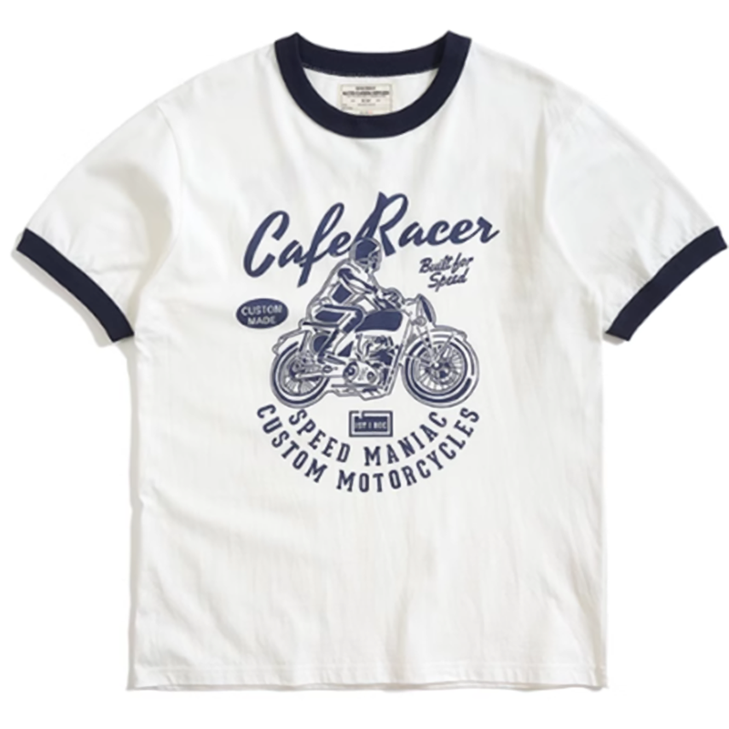 American retro bike logo T-shirt V0501