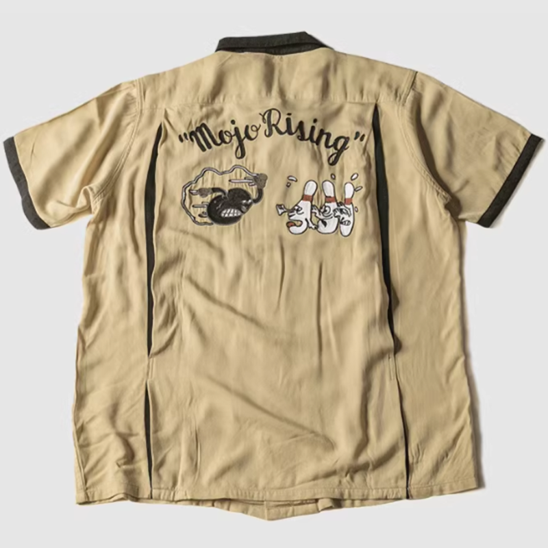 Cuban collar bowling shirt V0494
