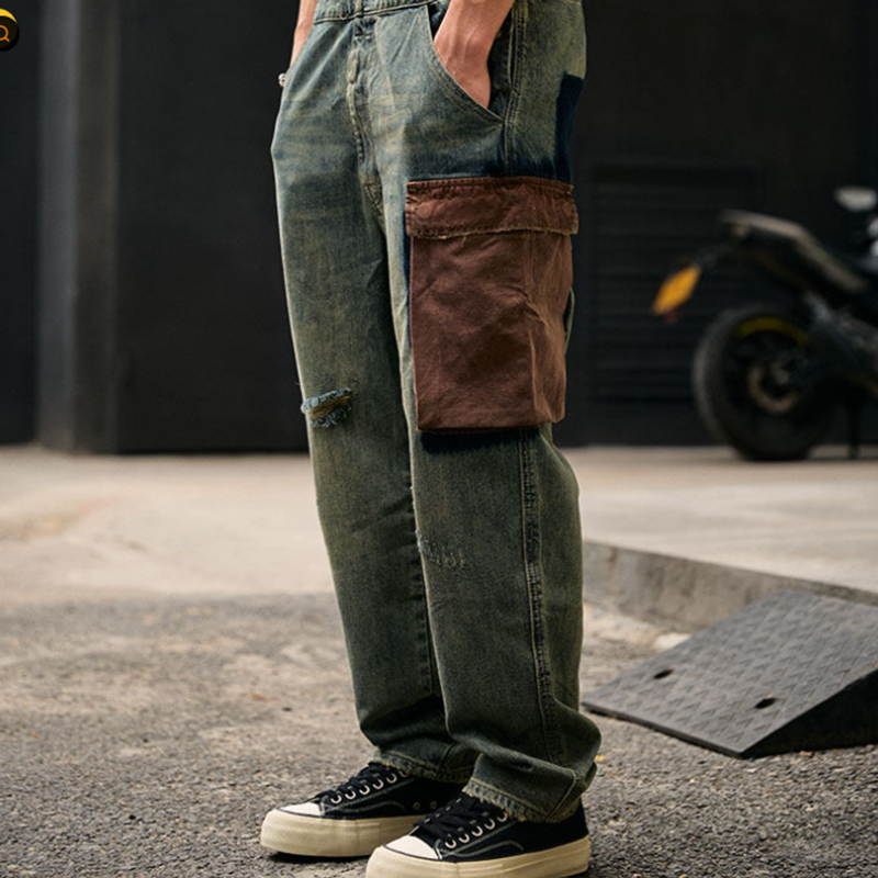 Vintage Straight-Leg Denim Overalls V1002