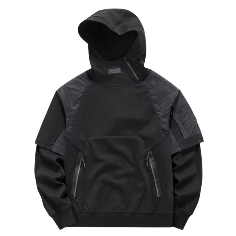 Faux layered hooded sweatshirt V0442