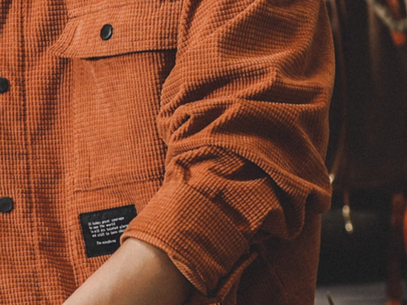 American retro corduroy work shirt V0076