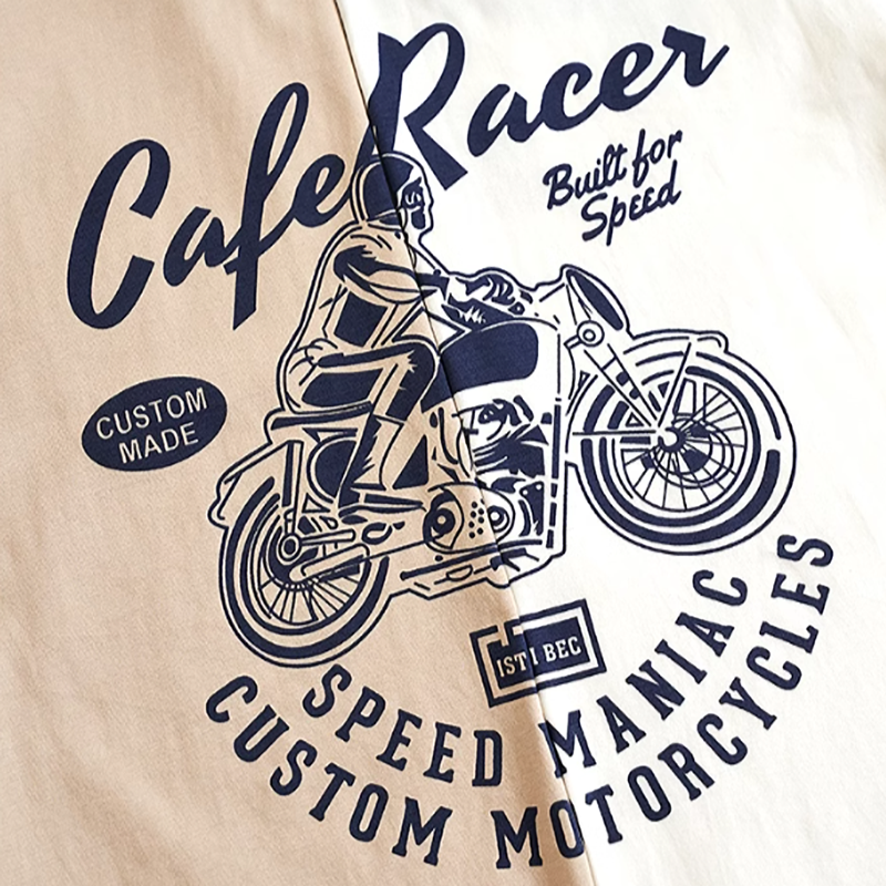 American retro bike logo T-shirt V0501