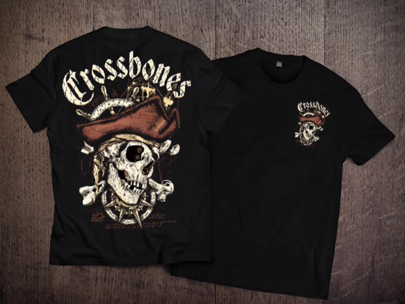 Skeleton Pirate Print T-Shirt V0012