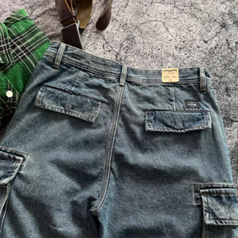 Stonewashed jogger denim pants V0523