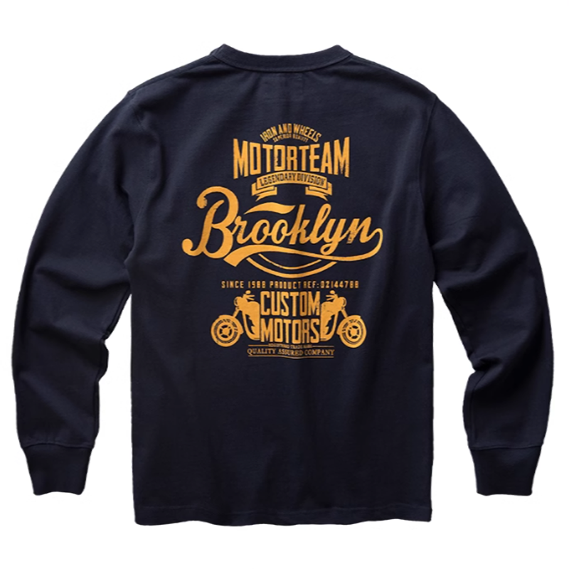 Heavyweight bike print long sleeve T-shirt V0168