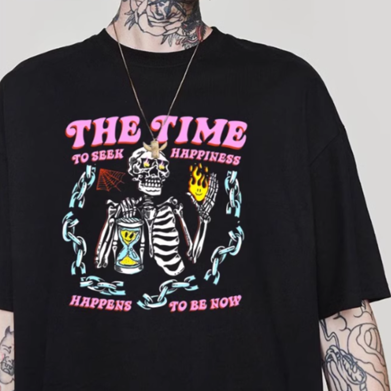 Front skull print T-shirt V0498